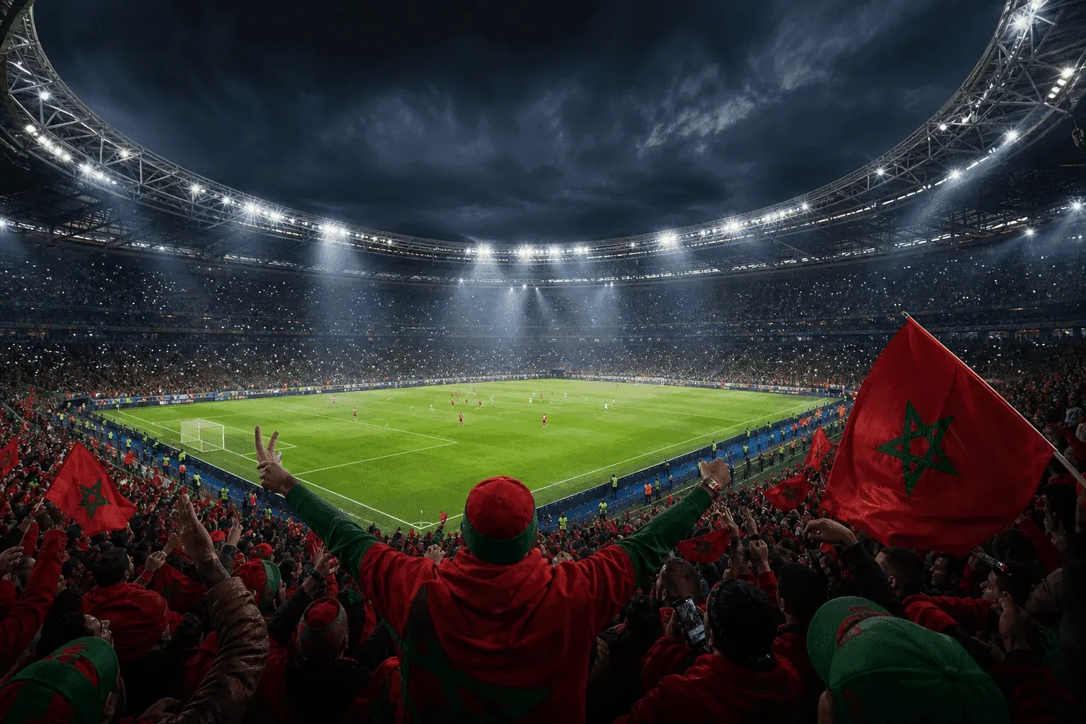 Ambiance stade de football pour la Coupe du Monde 2026 — IPTV MAROC